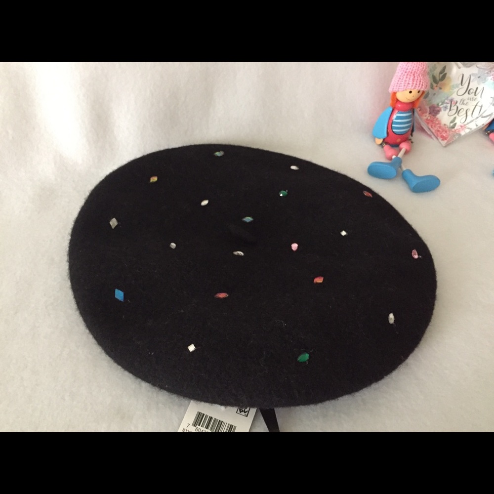 INC Jewel-Embellished Beret (Black) - Picture 4 of 7